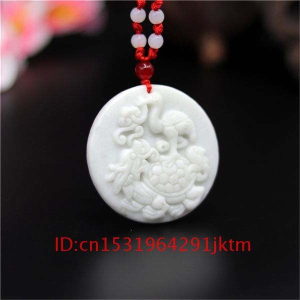 

dragon charm jade carved gifts fashion necklace turtle amulet men pendant for jewelry white accessories natural crane chinese, Silver