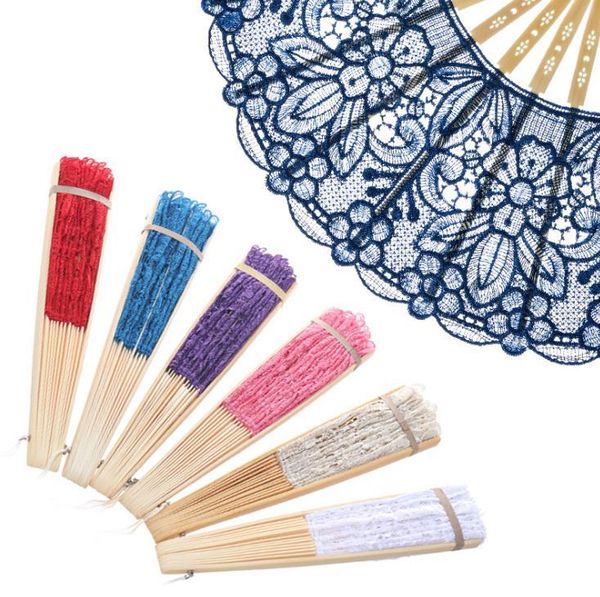 

held fan pattern folding dance wedding party lace hand flower wholesale favor