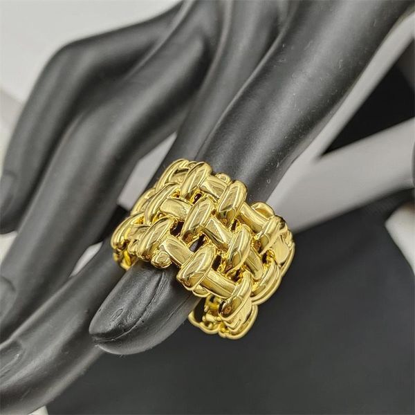 

ring bajia knitting with cool personality and wide brass plated 24k gold, Silver