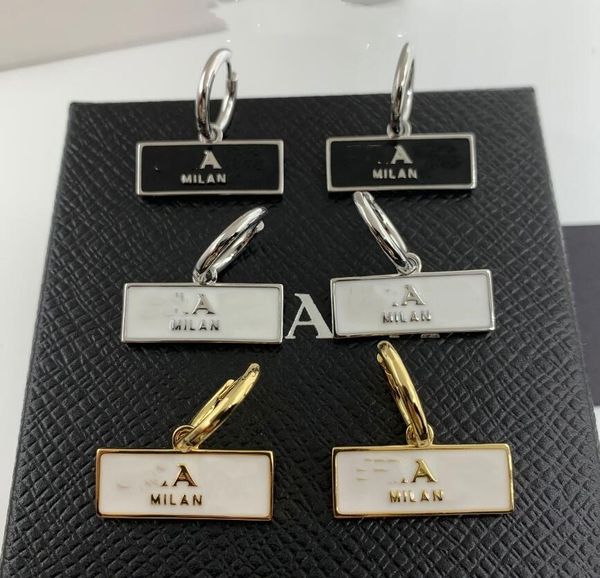 

2021 european and american rectangle letters dangle & chandelier brass high version fashion temperament earrings women fast delivery, Silver