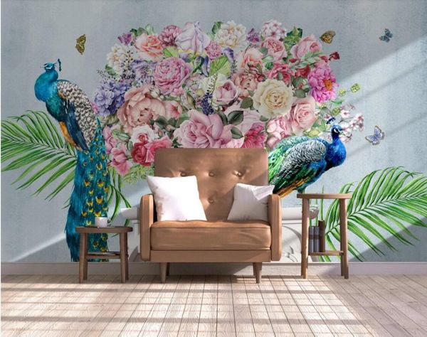 

wallpapers watercolor flower po wallpaper for bedroom hand painting peacock floral wall murals paper butterfly 3d luxury home decor