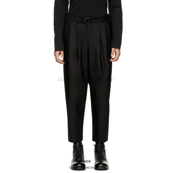 

arrive 27-44 2021 men's clothing gd hair stylist fashion catwalk street sendbelt casual harem pants plus size costumes, Black