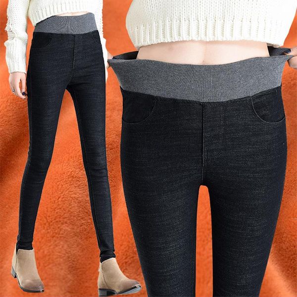 

women's jeans slim for women 2021 autumn casual high waist denim pants stretch skinny ankle length pencil plus size, Blue