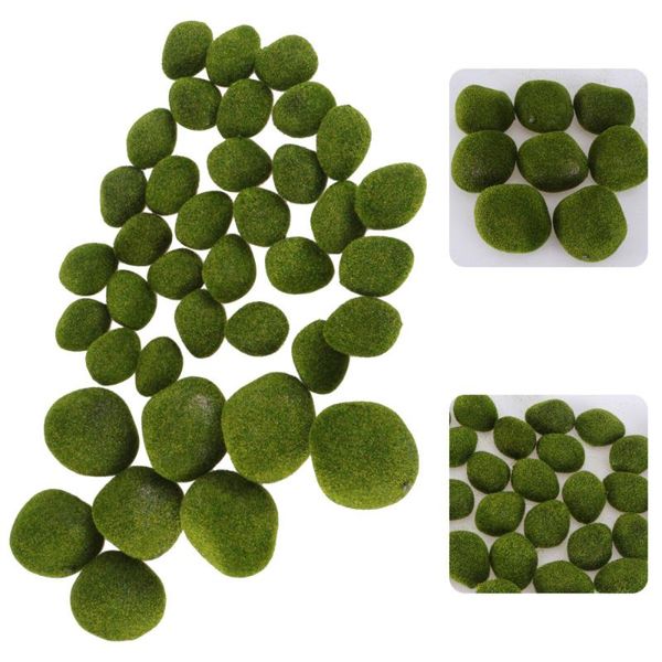

38pcs fake moss stone adornments landscaping decorations scene decors decorative flowers & wreaths