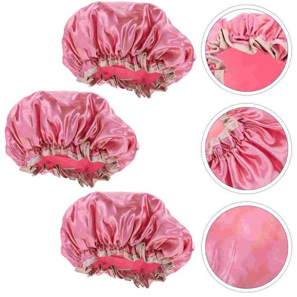 

shower caps 3pcs practical peva bath household double-layer waterproof