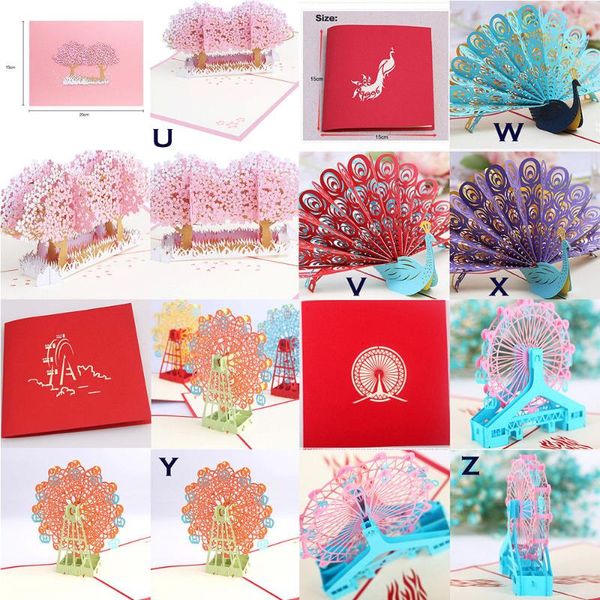 

greeting cards xmas card 3d up postcard paper birthday wedding day christmas handmade cut invitations