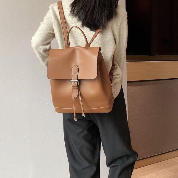 

backpack style genuine leather women large capacity softback school backpacks