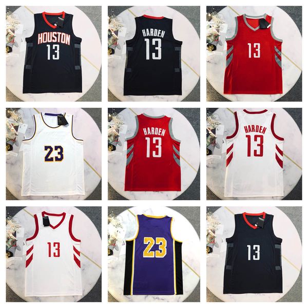 

men team basketball jerseys 13 harden good quality size s-xxl, Black;red