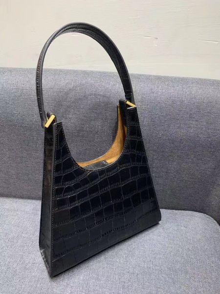 

design hand leather new leather women's bag fashion crocodile pattern cowhide underarm shoulder bag, Red;black