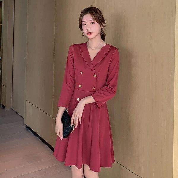 

spring summer red black midi dress korean slim fashion casuales dresses elegant women clothes ropa de mujer evening vestido casual, Black;gray