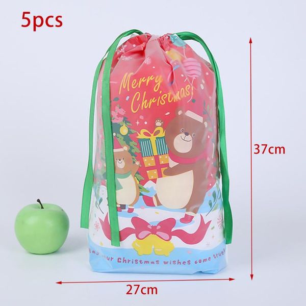

storage bags 5pcs santa gift bag pvc reusable drawstring wrap present candy happy year decoration christmas party supplies