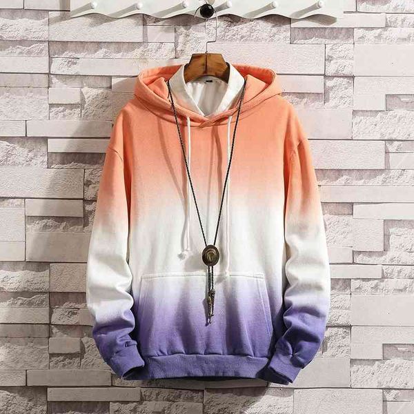 

spring and autumn hooded sweater gradient coat leisure city youth pullover men's wear, Black