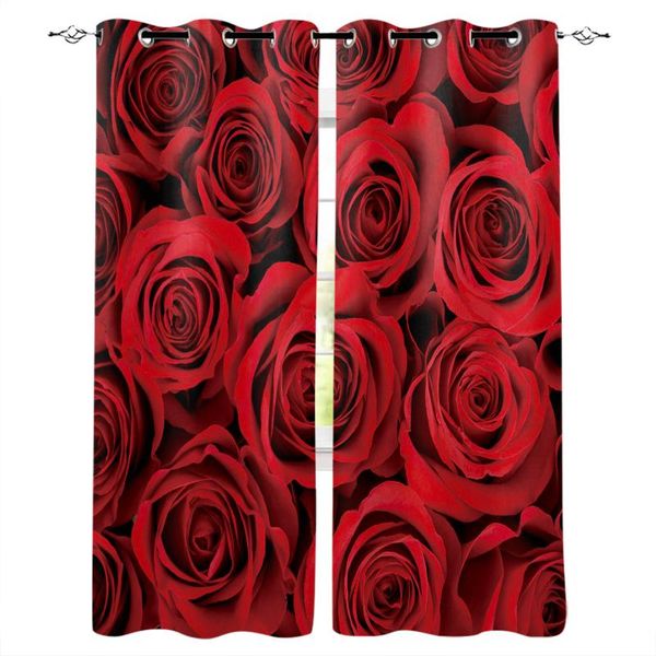 

curtain & drapes red rose flower curtains for living room modern window bedroom blinds