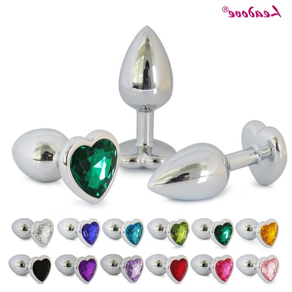 Big Size Heart Plug Anale Plug Toys Sex Toys In Acciaio Inox Smooth Steel Butt Plug Crystal Jewelry Trainer per adulti Donne / Man Dildo anale