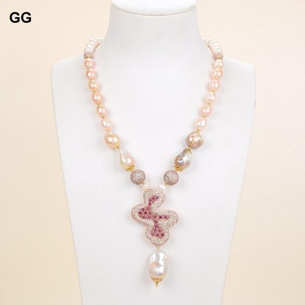 

pendant necklaces jk natural pink keshi pearl rice necklace cz for women, Silver