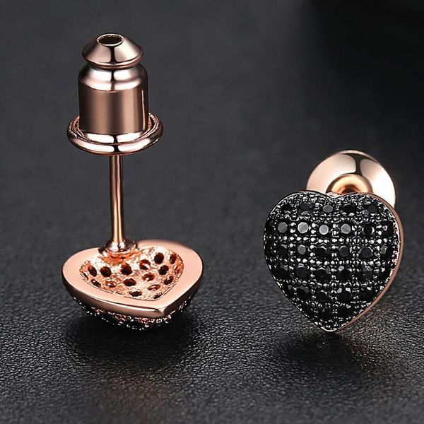 

iced out bling crystal stone heat stud earrings rose gold cz black for men women fashion hip hop jewelry gift, Golden;silver
