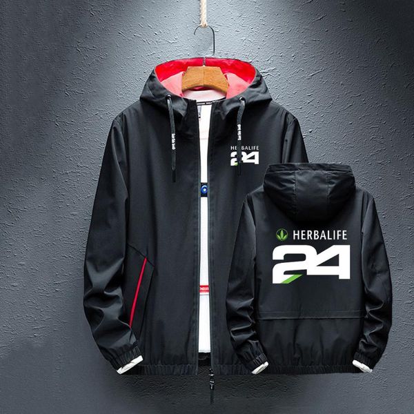 

men's hoodies & sweatshirts 2021 herbalife 24 leisure classic hooded splice rainproof fashion jacket comfortable zipper casual coats, Black