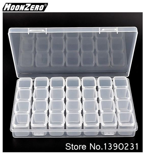 

diamond painting 28-slot transparent plastic storage box tool jewellery case rhinestone needle embroidery beaded tools