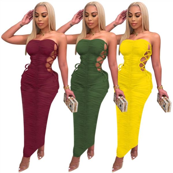 Großhandel Damenkleider einteiliges Set sexy Y2k-Kleid Mode trägerlos solide hohe Qualität elegante Luxus-Clubkleidung Frauen Sommerkleidung klw7278