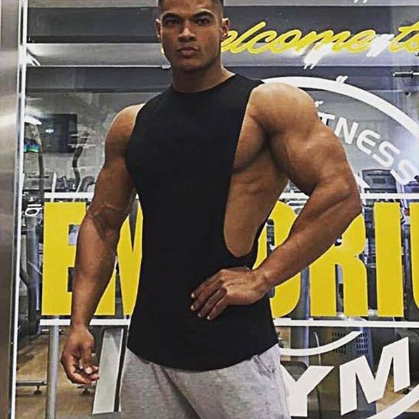 

muscle tank men gyms clothing casual slim fit sleeveless shirt male hip hop streetwear singlet fitness vest, White;black