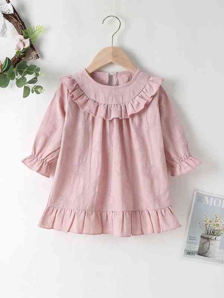 

baby flounce sleeve ruffle trim smock dress she, Red;yellow
