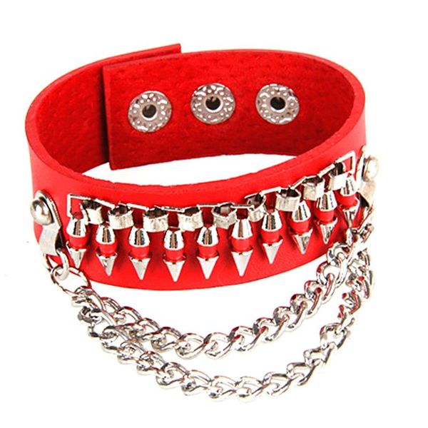 

link, chain fashion bracelet men's multi-layer iron a row of spiked woven, Black