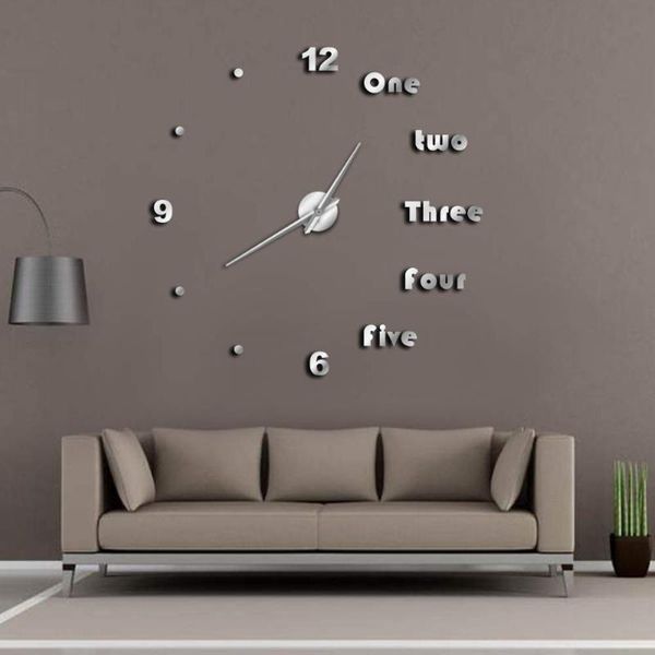 

wall clocks diy large clock modern art home decor luxury interior design english letters frameless watch enthusiast