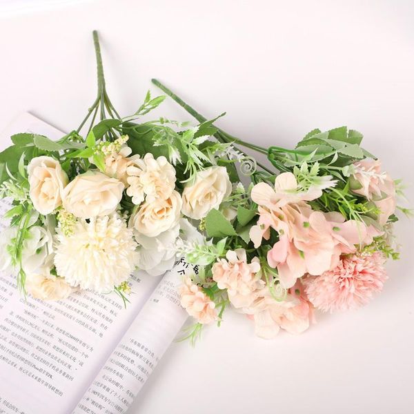 

decorative flowers & wreaths 1 bouquet 7 heads hydrangea flower artificial silk blooming peony diy bridal hand home wedding centerpieces dec