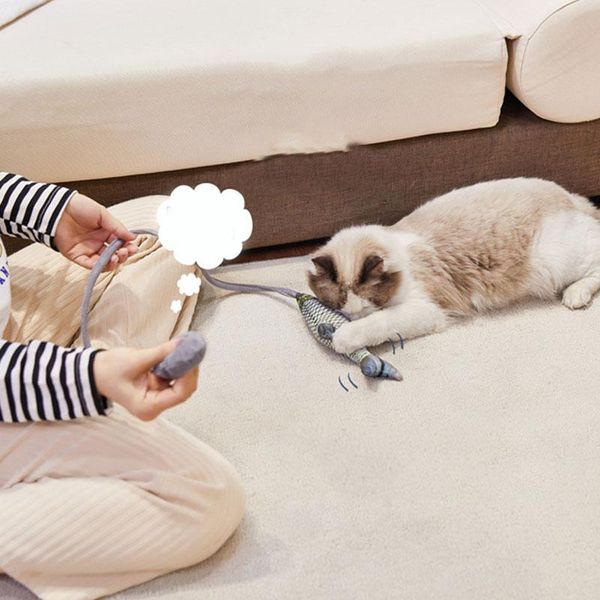

cat toys plush fish for cats chew interactive pet accessories pillow doll with catnip funny artifact
