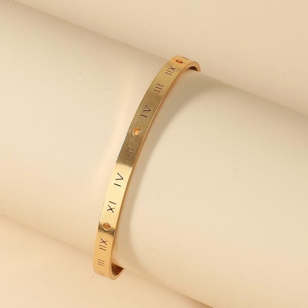 

bangle luxury titanium steel roman numerals bangles for woman crystal gold open cuff bracelets & fashion jewelry, Black