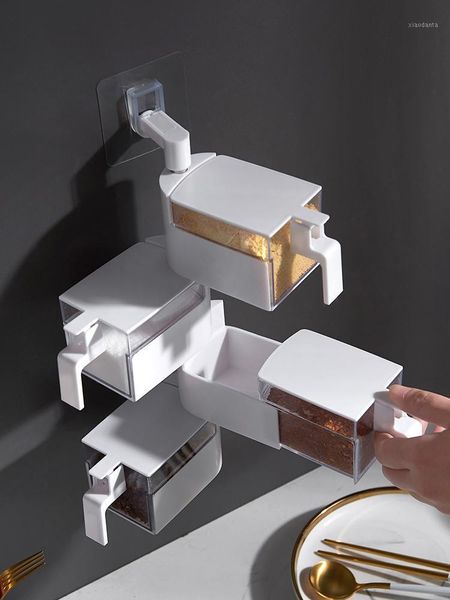 

storage bottles & jars sale swivel plastic 2 m spice jar potes kitchen salt sugar seasoning box wall-mounted set tank combination