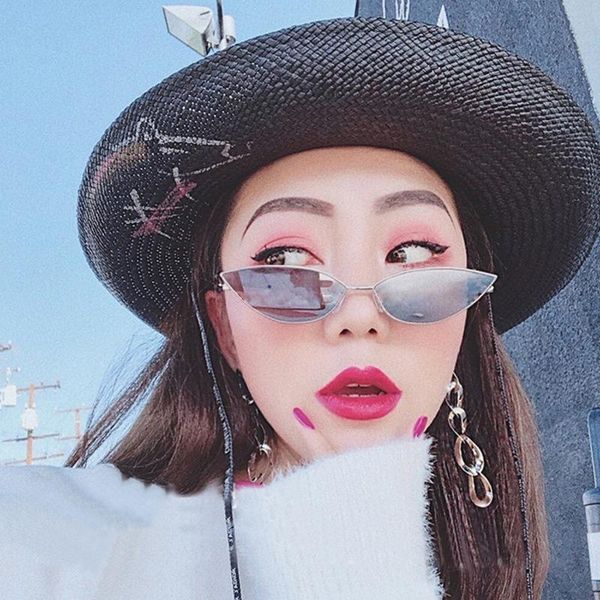 

outdoor eyewear 2021 fashion sports metal cat-eye sunglasses small frame cycling glasses ocean lens triangle wholesale