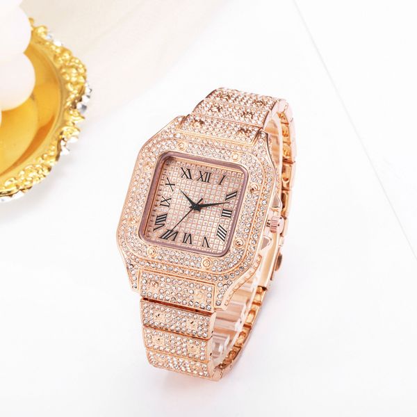 

fashion luxury big square diamond star men's steel band quartz watch, Slivery;black