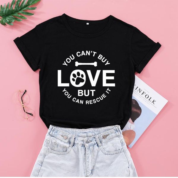 

women's t-shirt kaixiaz you can't buy love but can rescue it dog mom mother shirt cotton women tshirt funny short sleeve top, White