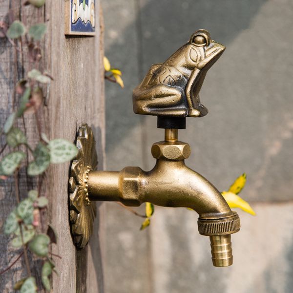 

antique brass animal shape laundry faucets outdoor garden water taps countryside art wall mounted utility faucet mop sink mixer tap