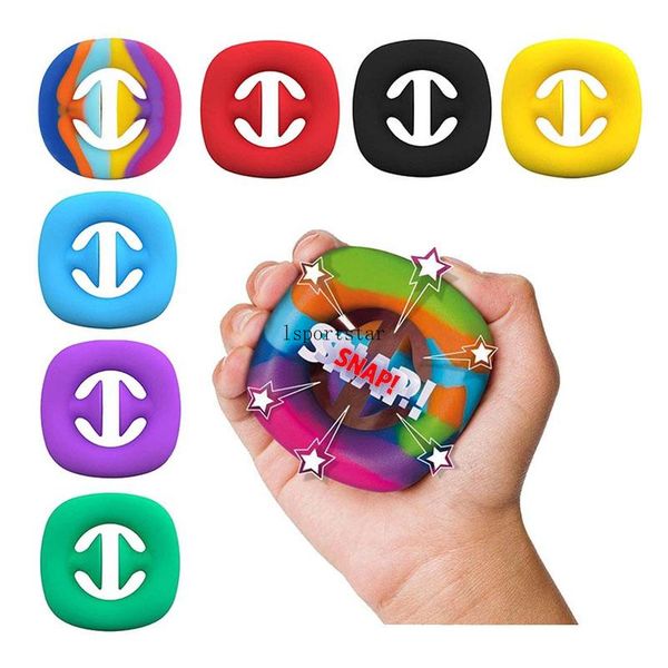 

rainbow fidgets silicone grip squeeze toy hand hands strength grabs squeezy snap sensory toys autism stress relief xx55