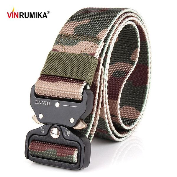 

men camouflage military equipment tactical belt man swat combat knock off army 800d nylon heavy duty paintball width 3.8 cm belts, Black;brown