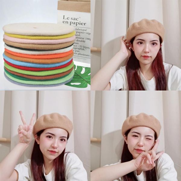 

beret vintage painter hats women girls wool winter hat beanie french artist elegant mushroom lady sombreros de mujer, Blue;gray