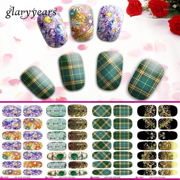 

k designs 1 piece full cover water transfer nail sticker beauty colored grid pattern tattoo art manicures makeup1, Black