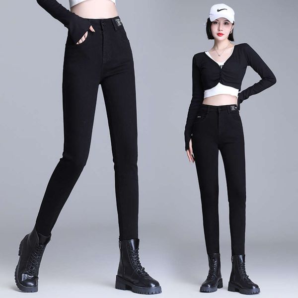 

spring and autumn denim leggings women's black pencil pants leisure slim, Blue