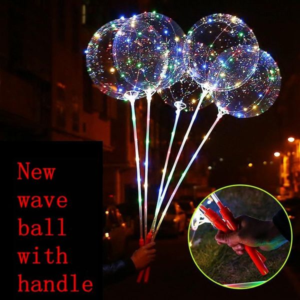 

wholesale 200set led balloons bobo balloon each set 18 inch + 80cm rod 3m line handle battery box party decoration