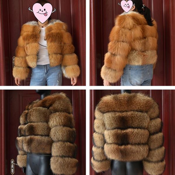 

women's fur & faux winter detachable style jacket thick coat real raccoon round neck warm, Black