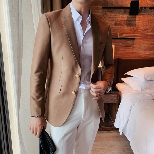 

men's suits & blazers 2021 brand mens casual autumn spring fashion slim suit jacket men blazer masculino clothing vetement homme plus s, White;black