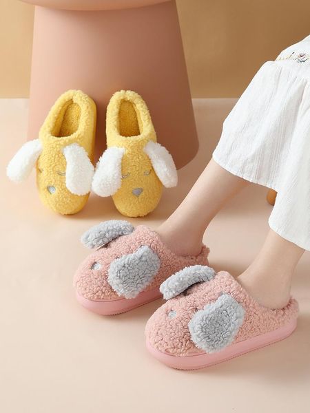 

ladies' shoes winter fashion decorative cotton slippers flat comfortable non-slip warm for home, Black