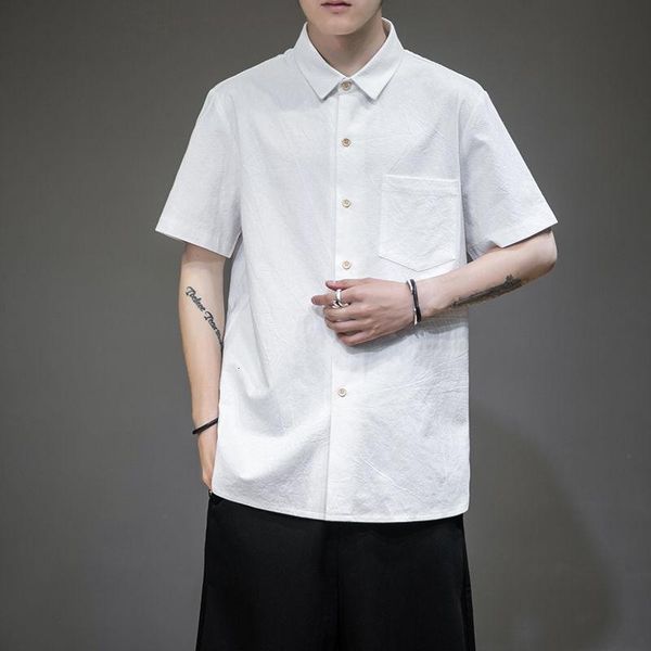 

neploha men's chinese style shirts man short sleeve cotton linen t-shirt 2021 fashion male clothing harajuku casual, White;black
