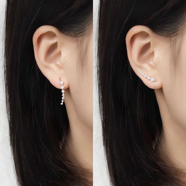 

earrings gu maoning korean personality cool beidou seven star student french zircon u-shaped ear clip female earrings, Golden