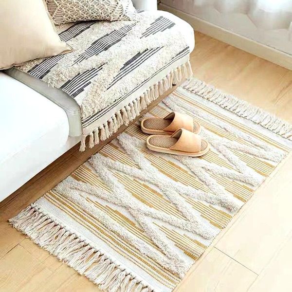 

60x90cm retro rugs and carpet for home living room soft cotton tassel carpets door mat decoration prayer mattress