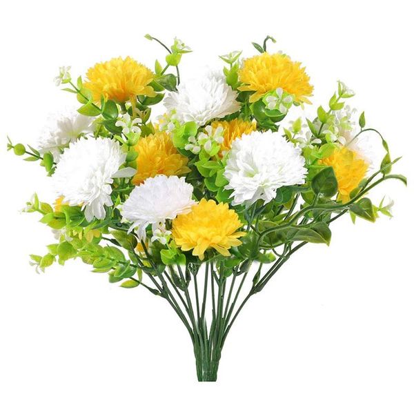 

4pcs artificial flowers fake silk chrysanthemum faux for garden kitchen farmhouse home patio decor decorative & wreaths