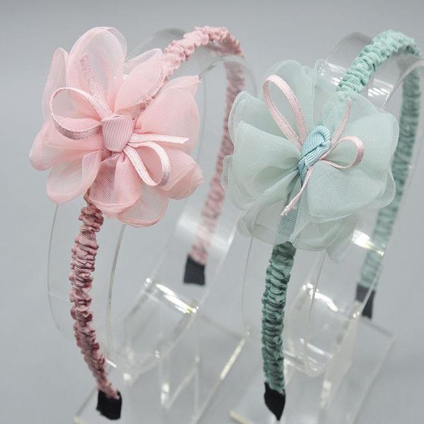 

hair accessories silk yarn flowers girls band princess fairies sweet non-slip pressure hole all-match children's headband headdress, Slivery;white