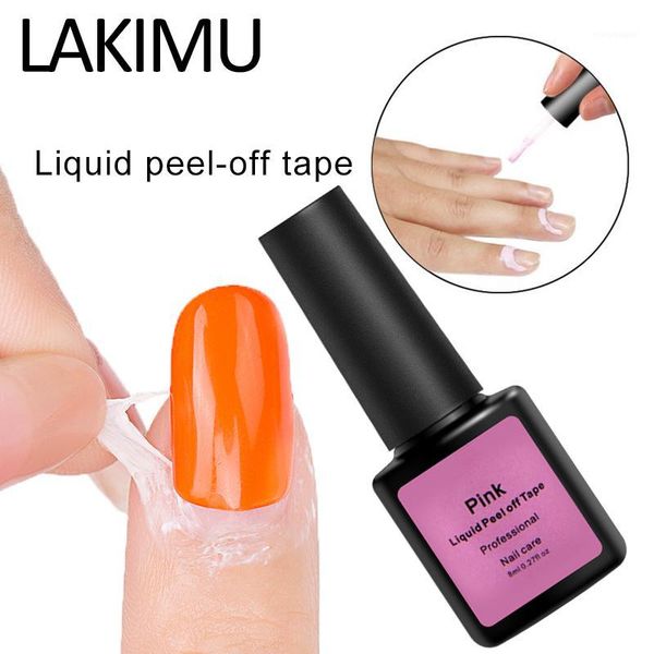 

easy clean fast finger skin liquid tape gel nail care tool tweezer 8ml peel off protective polish manicure protected1, Red;pink